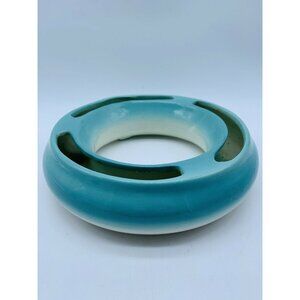 Vintage Cardinal Pottery Flower Frog 7” Aqua Turquoise